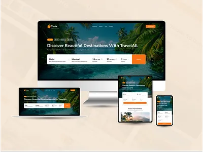 TravelAll — Responsive Travel Landing Page Design 3d figma figma design landing page logo minimaldesign mobile view mobileapp responsive landing page responsive website tablet view travel design travel website design ui ui design uxui web app web design website website design