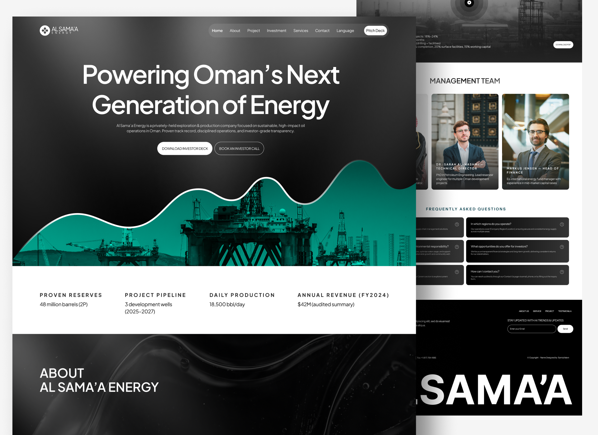 Example of Oil & Gas Company Website UX UI 1 3 Page
