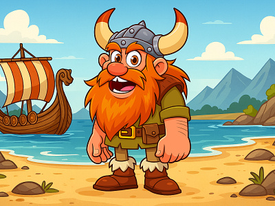 Viking warrior cartoon character vector illustration app background beehaya cartoon character design funny game graphic design happy icon illustration mascot poster ui vector viking