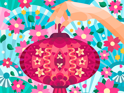 Patterned chinese lantern black branding design graphic design illustration logo t shirt t shirt design ui vector