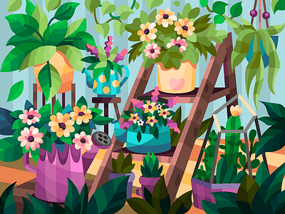 Stepladder with pots black branding design graphic design illustration logo t shirt t shirt design ui vector