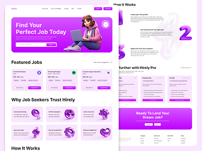 Job Search Platform | Hirely creative interaction design modern typography ui user experience user interface ux uxui uxui design web design website website design