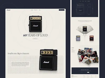 Marshall — 60 Years of Loud amp conceptdesign design designexploration figma gridlayout marshall minimaldesign ms 2 productpage sound uiux visualdesign visualstudy webdesign