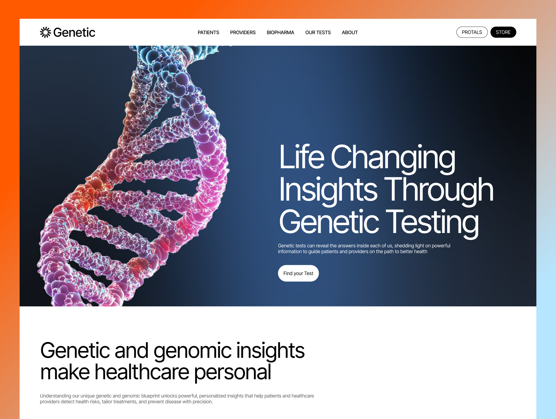 Example of Healthcare & Genetic Testing Web Design