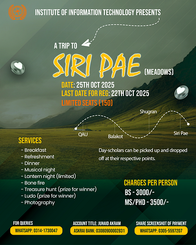 Tour Poster for IIT Society QAU. instagram post poster tour poster