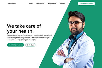 Doctor Website Concept doctor landing page doctor website doctor website design green landing page landing page design ui ux webdesign website design white