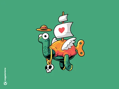 Capt character clean cute funny ill illustration lines mascot merch merchandise pirate quirky simple t shirt t shirtdesign tee toy turtle vector vibrant