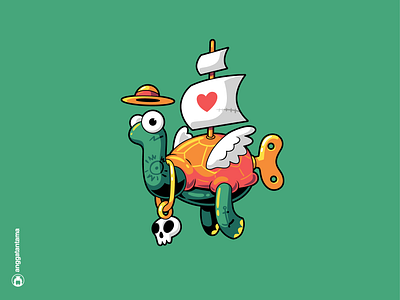 Capt character clean cute funny ill illustration lines mascot merch merchandise pirate quirky simple t shirt t shirtdesign tee toy turtle vector vibrant