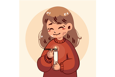 Cartoon Girl Holding Candle background carnival celebration christian christianity culture day dead death event faith festival jewish memorial memory religion remembrance saints soul traditional