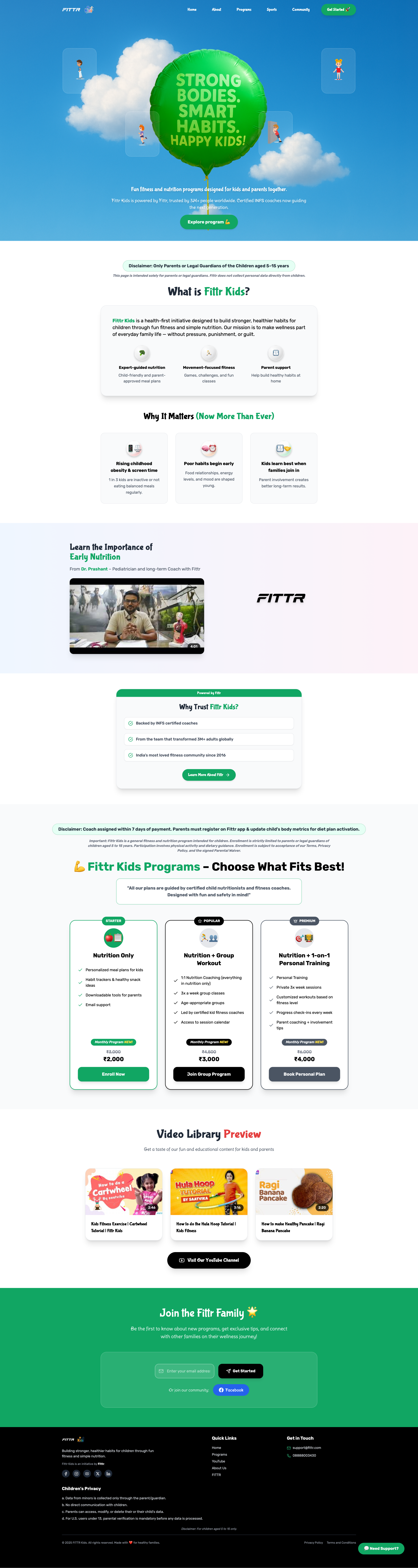 FITTR KIDS - Fitness Kids Website animation balloon cartoon child children clouds coach comic cute doll exercise fitness funny game gym kids lottie play website