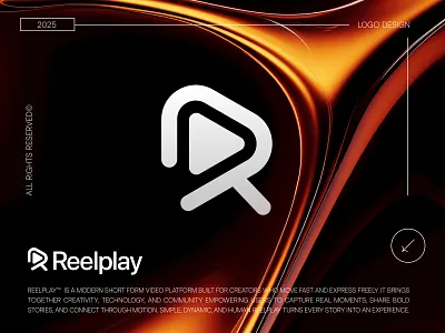 Letter R - Play Button Logo for Short Form Reel Video Platform ai logo maker app logo branding creative logo design film logo geometric letter r logo logo trends logotype modern logo movie music logo play icon play logo recording logo reel logo showreel video editing