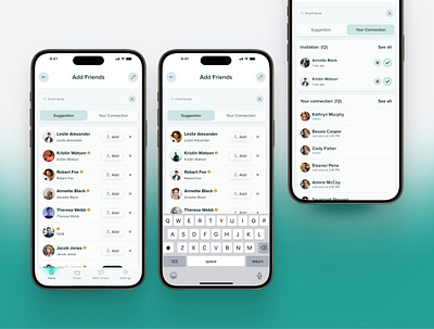 Add Friends UI – Social App Connection Flow add friend app design clean ui connection flow flow invite minimal app design social app suggestion ui userinterface