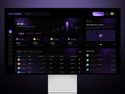 Kraken Dashboard Redesign crypto app crypto exchange crypto trading crypto web design exchange dashboard exchange ui investment platform trading interface trading platform web web app web design web site web3