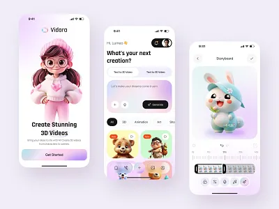 AI 3D Video Generator — Mobile App Concept 3d app 3d character ai ai generator app ai video generator app app design chatbot generator image to video mobile mobile app mobile apps text to video video video editing tool video editor ai tools video enhancement