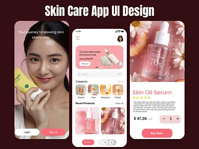 Skin Care App UI Design elegant design