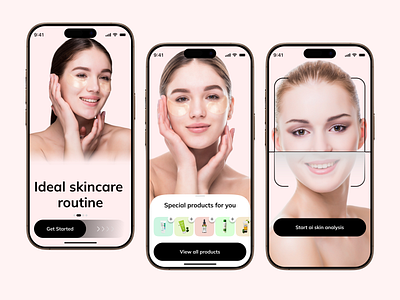 GlowSense – AI Skincare & Beauty Assistant App ai mobile app design ai skin scan app design beauty app beauty products cosmetics app cosmetology cosmetology product app ecommerce app face makeup app mobile app organic skincare personal treatment shopping app skin analysis skin care skin care app skin test skincare app design