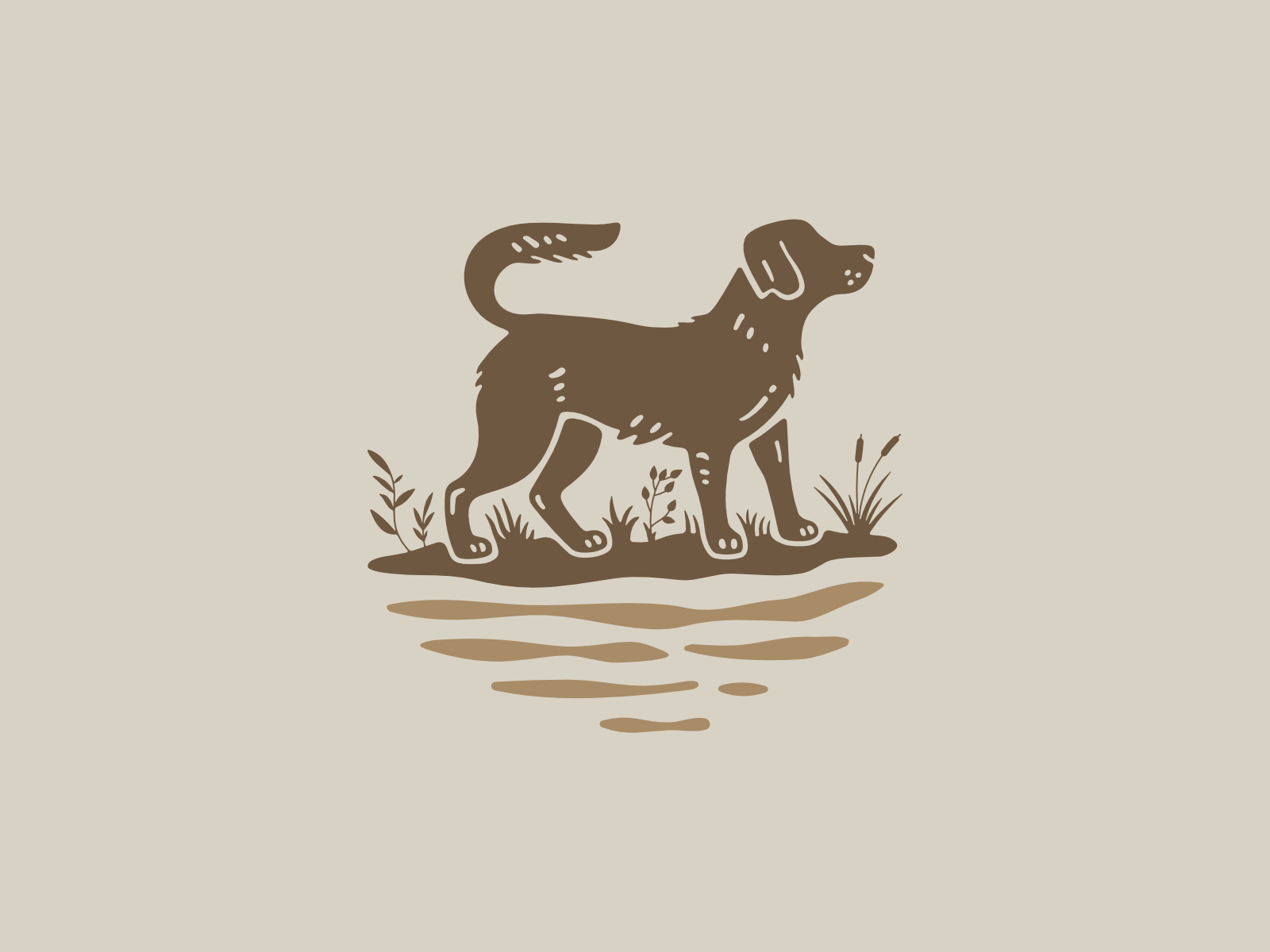 Dog in The Marsh Logo adventure dog exploration explorer grass marsh mud nature outdoor pet swamp wildlife