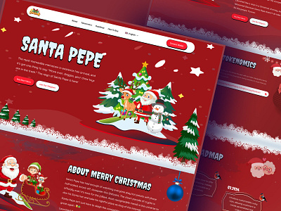 Santa Pepe – A Festive Meme Coin Website Design for the Holidays blockchain christmas christmas design crypto exchange festive design holiday website landing page meme coin meme coin website design pepe coin website santa clause snow web design web3