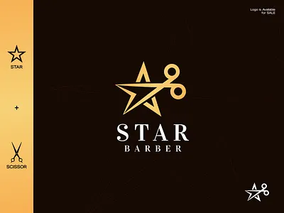 Star with Scissor Barber Salon logo concept salon logo