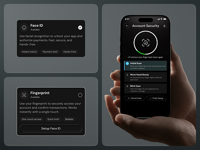 Smart Wallet App Biometric Security Setup app interface service startup ui ux web