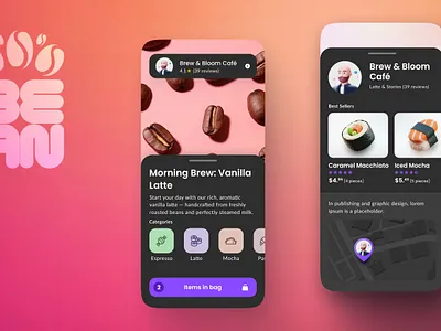 Brew & Bean – Modern Coffee Shop App UI Concept
