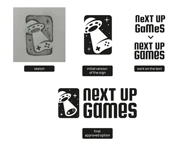 Next up games. Creating brand branding design development elegant game game studio gamepad graphic design logo logo design logo designer logodesign logodesigner logotype modern negative space studio ufo