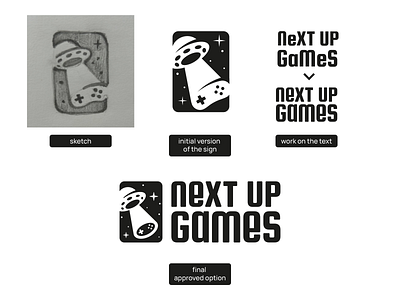 Next up games. Creating brand branding design development elegant game game studio gamepad graphic design logo logo design logo designer logodesign logodesigner logotype modern negative space studio ufo