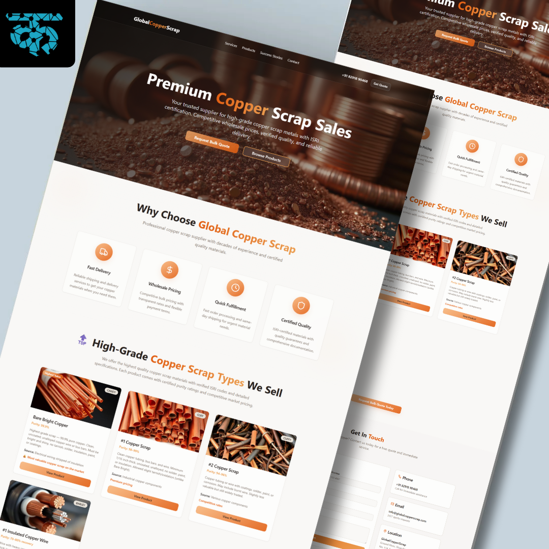 Global Copper Scrap Website Design Concept app branding businesswebsite design graphic design illustration logo ui ux vector