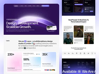 Layzo - Creative Agency Landing Page Design about section agency website bento cards creative agency creative design digital agency figma footer design graphic design hero section homepage design landingpage portfolio pricing plans ui ux design visual design web design web template web ui website design