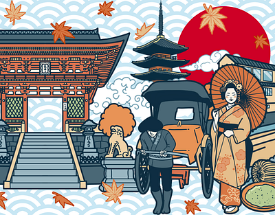 Japan Merch Designs aesthetic art commission design digital art drawing illustration japan japan illustrations kawaii merchandise not ai printing style