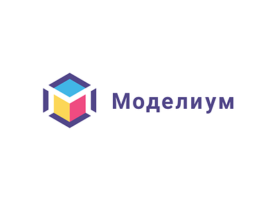 Modelium Logo Animation 2d animation branding color cube design flat logo logo animation model motion motion graphics