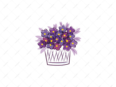 Beautiful Violet Flowers In Basket Logo beauty branding brandlogo design flower flower buke flower logo flowers garden graphic design hand drawn illustration logo logodesign vector