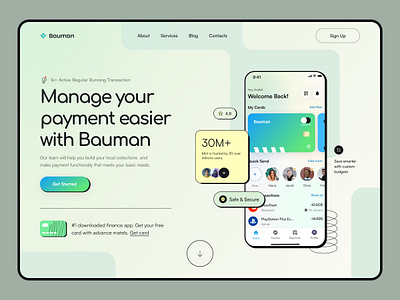 Bauman - Finance Website Ui Design animation bank banking website card dashboard e wallet finance finance management finance management design finance wallet design finance website landing page logo product design saas typography wallet wallet website web design website