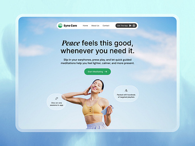 Meditation App Landing Page hero section landing page web design website