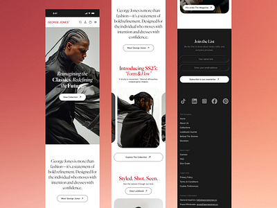 George Jones — Fashion Website (Mobile View) mobile ui mobile view product design ui ui design ui ux ux web design website