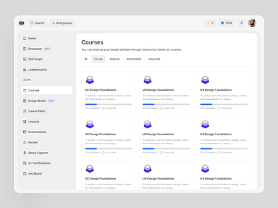 E-learning Dashboard courses platform crm platform dasboard dashboard design e learning dashboard edu tech education education platform elearning learning learning platform learning platform web app product design school online students study web ui design uiux design web app webflow