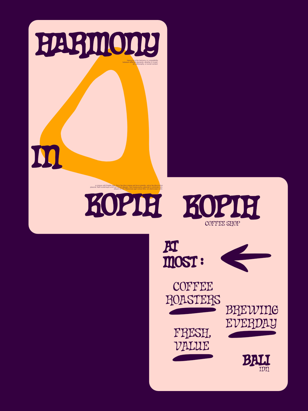 Harmony Kopih brand identity branding brewing cafe calligraphy coffee coffee shop font food and beverage graphic design heading headline lettering logo logotype poster quirky roasters typography unique