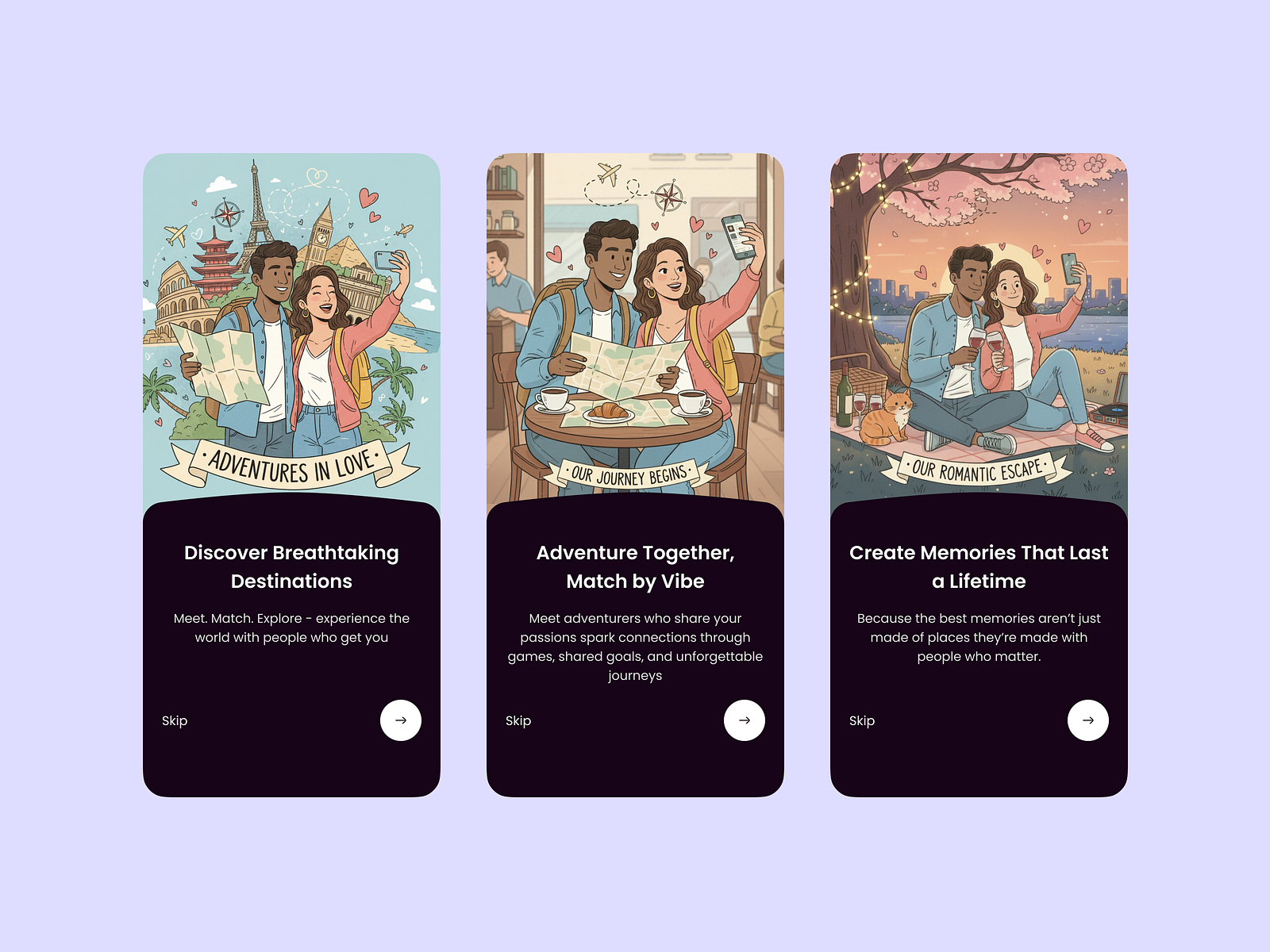 Travel & Connection On-boarding Screens by ANIKA ANJUM on Dribbble