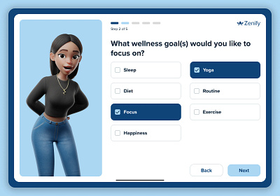 Zenify Onboarding — Tablet UI for a Wellbeing App minimal design