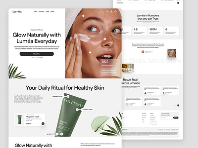 Skincare Landing Page crolandingpage figma figmadesigner glassui herosection homepage landingpage prodesigner productlandingpage productpage trending uiux userexperience userinterface viral webdesign websiteideas