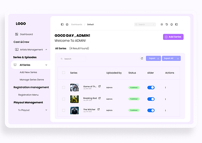 OTTFlow – Admin Panel UI graphic design ott ui