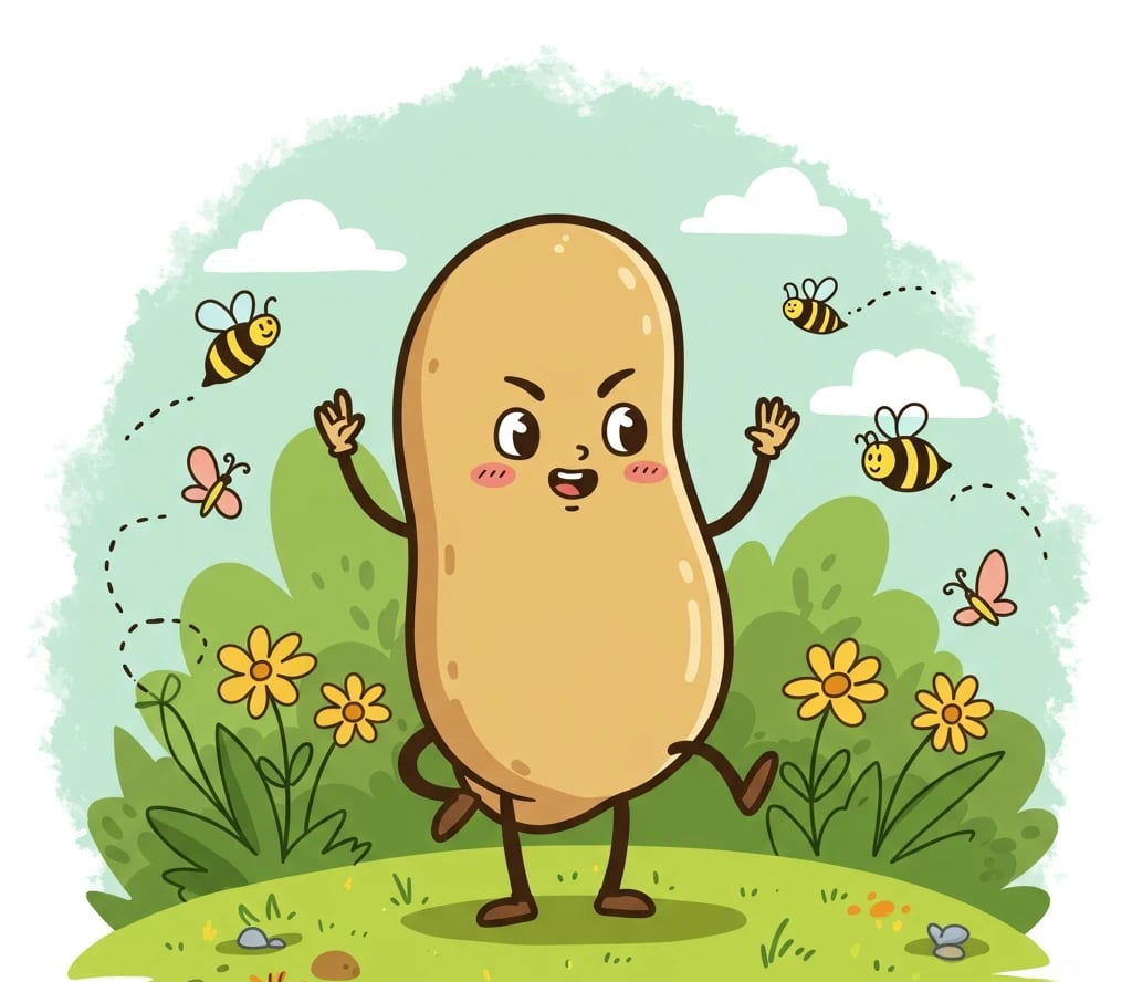Cartoon potato-like character with an angry expression animation app branding card design font graphic design icon idea illustration logo motion graphics pattern plant sign typography ui ux vector web