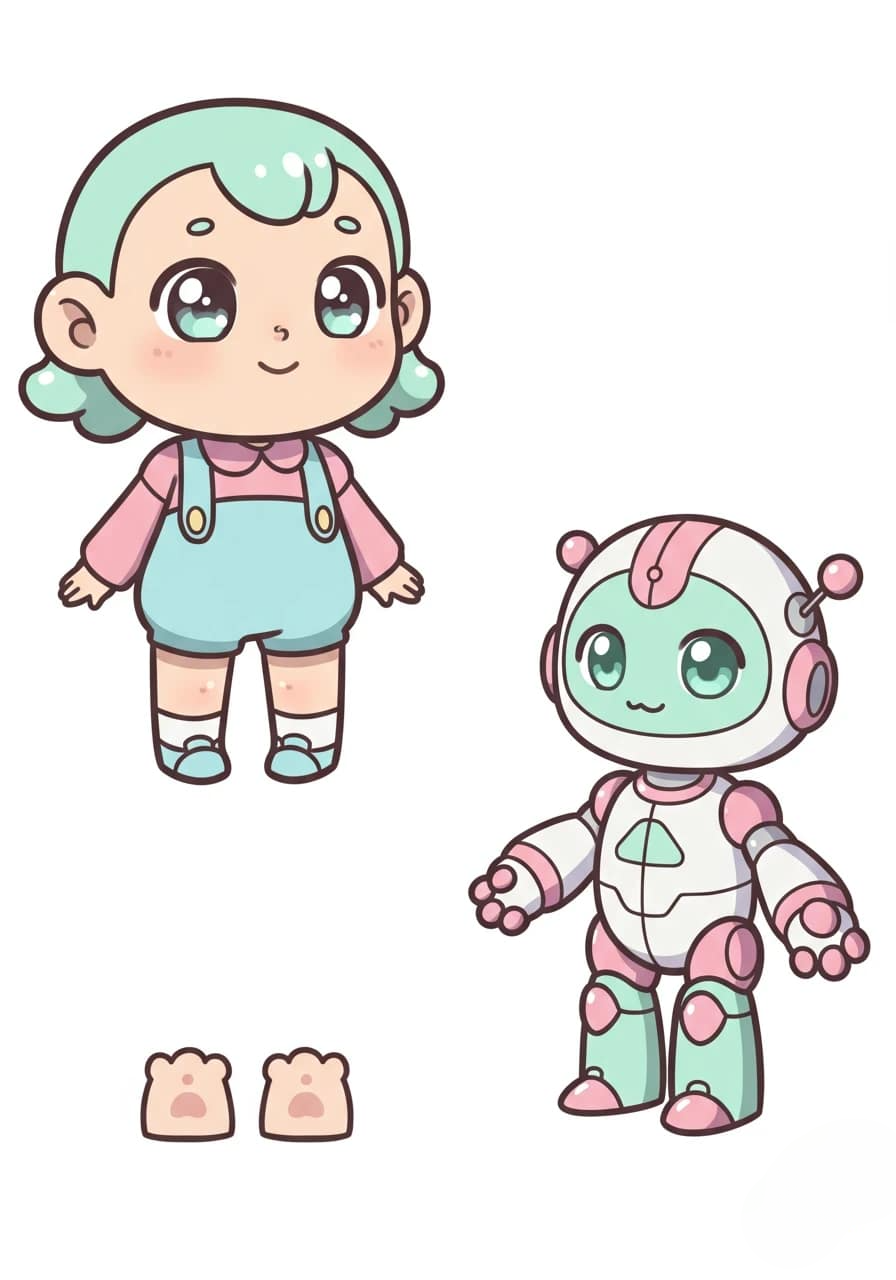 Cartoon character sheet with a round-headed kid animation app branding card design font graphic design icon idea illustration logo motion graphics pattern plant sign typography ui ux vector web