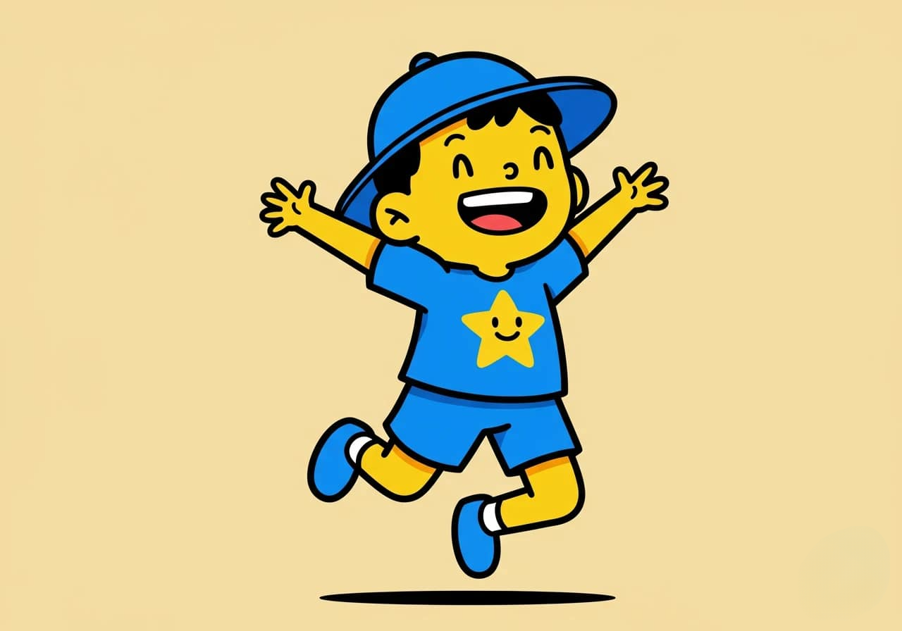 A happy yellow cartoon boy animation app branding card design font graphic design icon idea illustration logo motion graphics pattern plant sign typography ui ux vector web