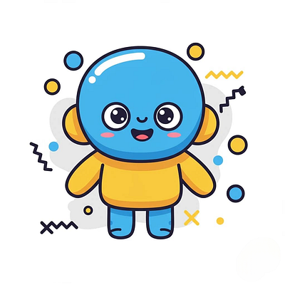 A cute, smiling blue cartoon character animation app branding card design font graphic design icon idea illustration logo motion graphics pattern plant sign typography ui ux vector web