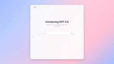 ChatGPT 5.6 Fan UI – Minimal AI Chat Experience ai design chat interface chatgpt minimal design modern ui openai ui ui concept ux design web app