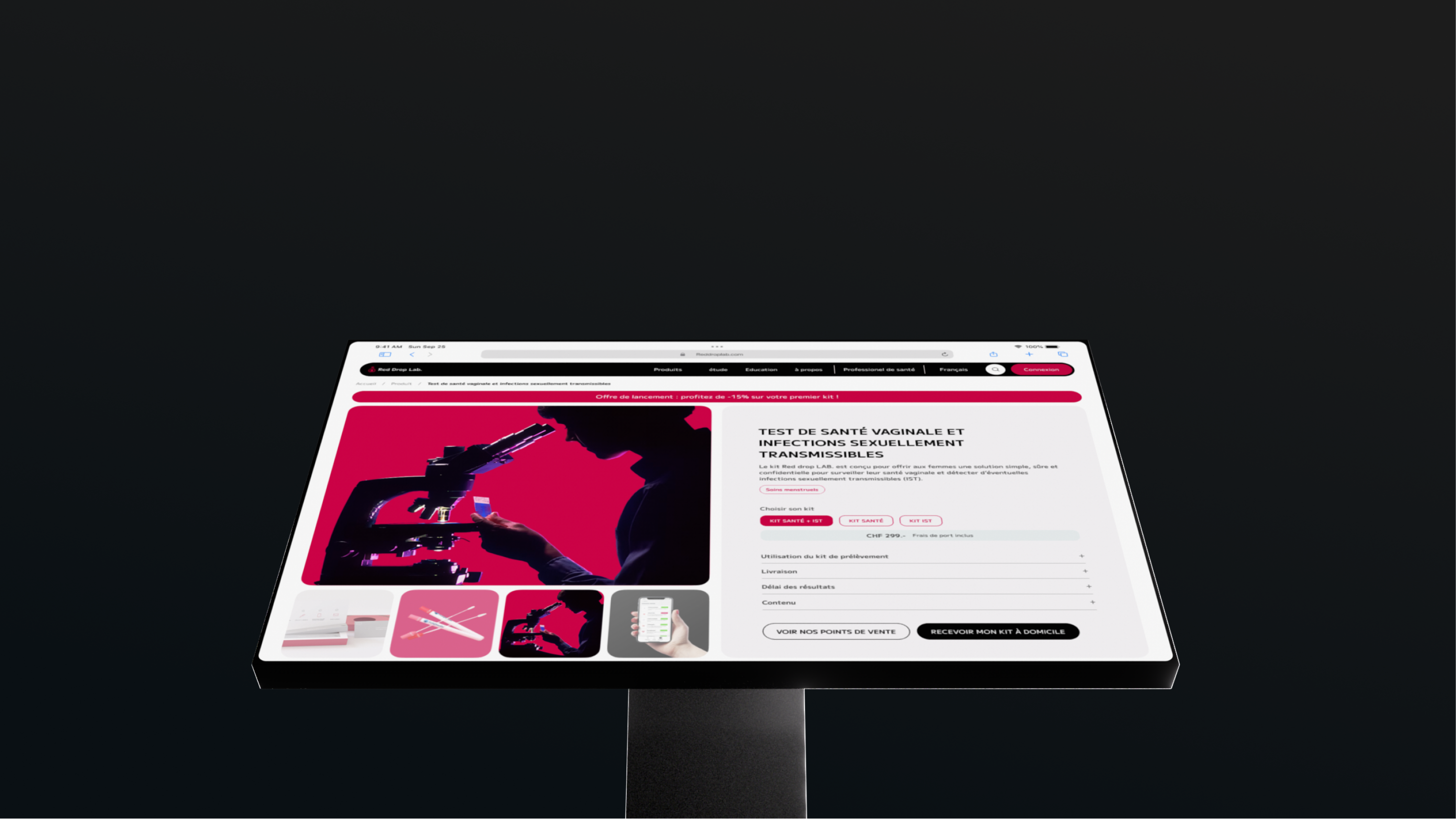 Red drop LAB. - Healtcare ecommerce website product page 3d design ecommerce ferr framer graphic design healtcare landing magenta medicine minimalist product product page render ui ux vivid webflow website