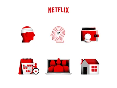 Netflix Icons - benefit daniele simonelli dsgn icon icon set icons illustration netflix texture vector