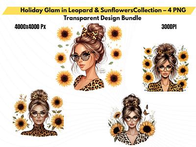 Holiday Glam in Leopard & Sunflowers designbundle