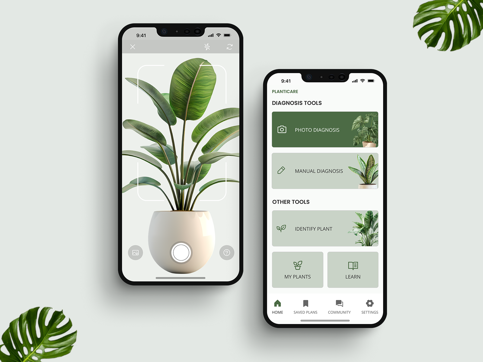 Houseplant Diagnosis App appdesign green housepalnt mobileapp plant care plantapp productdesign ui design uidaily ux design uxdesign uxui